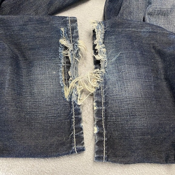 Affliction Jeans Mens 34x35 Extra Long Blue Denim Grant Loose Y2K Distressed - Picture 12 of 13